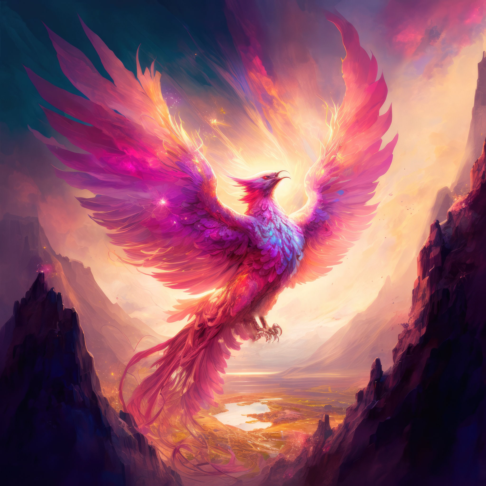 Pink Phoenix Download, Printable Art